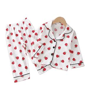 Ropa de Bebé, Conjunto de Dormir para Niñas, Pijamas con Estampado de Fresas de China - Product Image 1