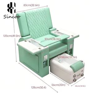 Luxury High End Green Nail Salon Spa Foot Pedicure Chairs Pipeless With 180 Degrees Adjustment Electric Pedicure <b>Massage</b> <b>Sofa</b> - Product Image 6