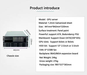 خادم معالجة الرسومات 5U 6U، هيكل خادم قابل للتركيب على الرف، 8 وحدات معالجة رسومية، 12 قرص صلب مقاس 2.5 بوصة أو 3.5 بوصة، منصة تدريب الذكاء الاصطناعي ChatGPT، هيكل خادم معالجة الرسومات - Product Image 5