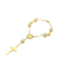 Bracelets extensibles en corde avec pendentif croix perlée rose rétro, bracelets religieux chrétiens catholiques, bijoux, accessoires, cadeaux