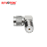 Adaptor Mini UHF Plug Male ke Mini UHF Female Jack Sudut Kanan 90 Derajat RA RF Coaxial Adaptor Rohs Langsung dari Pabrik