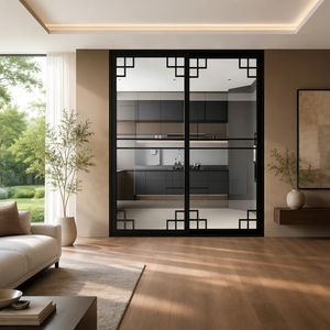 Porte coulissante à rupture de pont thermique en alliage d'aluminium avec double vitrage trempé haute sécurité certifiée CE pour usage hôtelier et hospitalier - Product Image 1