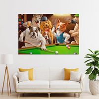 Chien jouant au billard peinture à l'huile photo affiche peinture décorative toile mur Art salon affiches chambre peinture
