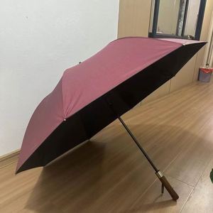 Parapluie semi-automatique moderne à manche en bois, 8 baleines, 100 cm de long, style droit, revêtement noir, panneau coloré, pour adultes - Product Image 2
