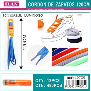 Lacets Ilan 120 cm bleus lumineux pour baskets - Product Image 1