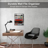 Organisateur de fichiers mural à 5 niveaux, organisateur de bureau en métal, plateau vertical suspendu pour documents, pour fournitures de bureau