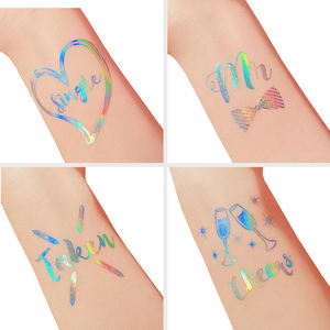 Tatuaje temporal de arcoíris y plata personalizado, equipo de transferencia de agua, pegatina de tatuaje impermeable temporal para novia, venta al por mayor de fábrica, precio bajo - Product Image 4