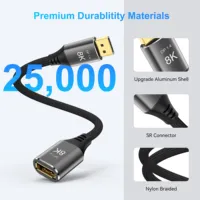 Câble d'extension 8K 60Hz à effet visuel 3D, gaine en PVC, DP 1.4 mâle vers femelle, pour PC, TV, ordinateur portable, moniteur, HDTV