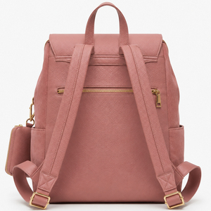 Mochila de gran capacidad para mujer con bolsillo frontal con cremallera, bolsa de viaje informal rosa para compras - Product Image 6
