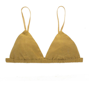 Ultra ince keten fransız üçgen fincan kablosuz bralet LinenLingerie elbise pijama yaz iç çamaşırı setleri-katı Bikini ODM