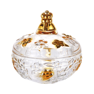 Luxury pink Printing <strong>Sweet</strong> <strong>Jar</strong> with Cover Lid Candy Box Botte in Vetro Con Rubinetto Glass Bright Sugar Bowl - Product Image 4