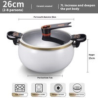 Marmite à soupe en céramique antiadhésive de 7 L avec couvercle en verre, compatible four et lave-vaisselle, multifonctionnelle, grande capacité