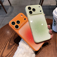 Coque de téléphone tendance avec protection d'objectif photo à fenêtre large, effet dégradé et paillettes brillantes pour iPhone 17 16 15 14 13 12 Pro Max