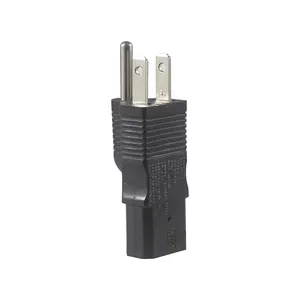 Black NEMA 5-15P Male To IEC C13 Female US 3pin Male To Angled Iec 320 C13 American Ac Power Plug Converter Adapter