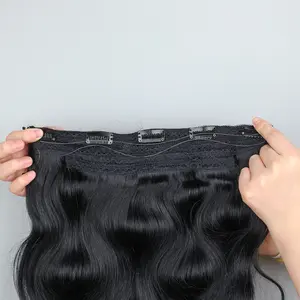 Clip droit soyeux dans les cheveux avec ligne de poisson une pièce Halo bandeau Invisible fil Remy Halo Extensions de cheveux cheveux humains