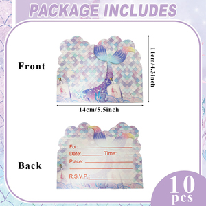 10 cartes mémo multicolores au design sirène mignon, style Instagram, pour notes scolaires, invitations, anniversaires, enseignants et Saint-Valentin - Product Image 3