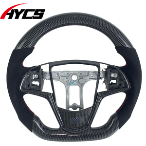 Accesorios Interiores para Automóviles, Volante Deportivo de Fibra de Carbono y Gamuza para <span class=keywords><strong>Cadillac</strong></span> ATS-V, <span class=keywords><strong>CTS</strong></span>-V, ATS, ATSL, Diseño Deportivo con Base Plana - Product Image 1