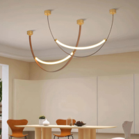 JYLIGHTING Suspension LED de luxe, design minimaliste, à tubes longs, pour villa, loft, salon, centre commercial, de taille moyenne