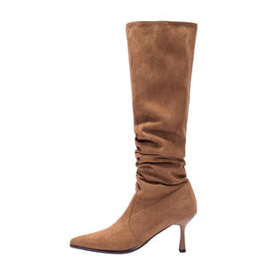 Botas de tacón alto de aguja con punta para mujer, de gamuza, por encima de la rodilla, modelo 2026 - Product Image 4