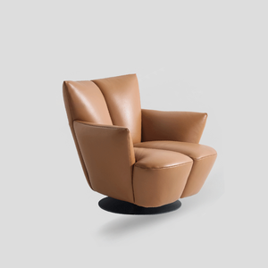 <span class=keywords><strong>Poltrona</strong></span> Girevole Moderna con Schienale Alto e Braccioli Imbottiti, Base in Acciaio al Carbonio per Soggiorno, Hotel, Villa - Product Image 1