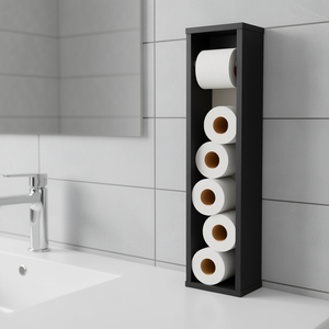 Porte-papier toilette rectangulaire mural en plastique, design minimaliste moderne pour salle de bain - Product Image 2