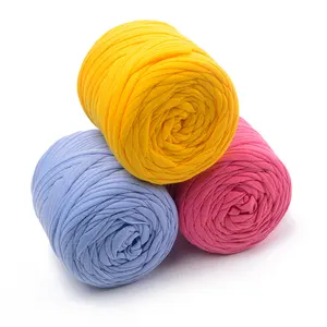 Logo poids personnalisé spaghetti polyester T-shirt crochet fil sacs accessoires fil à tricoter à la main avec plus de 100 couleurs