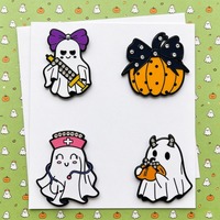 Broche d'Halloween en alliage de zinc, motif fantôme et citrouille, émaillée, pour vêtements, sacs, décoration, cadeau de fête, accessoire