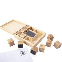 Kit de 12 tampons en caoutchouc en bois avec boîte de rangement pour tampons encreurs, en bois de hêtre, pour loisirs créatifs, scrapbooking, journalisation, tampons décoratifs