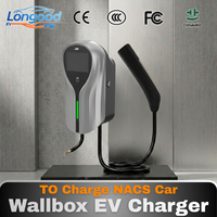 Longood 2026 NACS AC EV Wallbox Charger 7.6/9.6/11.5KW 32/40/48A WiFi APP 4G Écran LED OCPP Charge Rapide