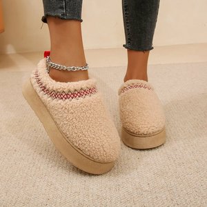 Fashion Thick Sole Open-Toe Half Slippers Women's Winter Fleece-Lined Snow Boots Casual Cotton <b>Shoes</b> - Product Image 6