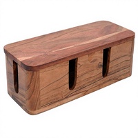 Boîte de gestion des câbles, cache-rallonge, organisateur de bureau, design rustique moderne en bois d'acacia, rectangle peint, Chine