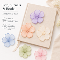 Adornos de Organza Bordados con Flores, Elegantes y Transparentes, para Decoración de Empaques y Pedidos OEM, Venta al Por Mayor