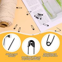 120 épingles de sûreté en fer durables de 19 mm, mini épingles noires pour l'artisanat, la couture, la fabrication de bijoux