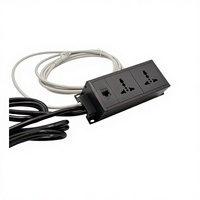Bloc d'alimentation industriel de table en alliage d'aluminium, 16A, 2 prises CA, port RJ45 avec câble d'alimentation de 3m