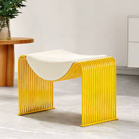 Tabouret de toilette de luxe de style italien, tabouret M de designer en fer forgé, tabouret à chaussures, tabouret de canapé de salon, tabouret à thé
