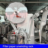 Machine d'emballage automatique pour sachets de café filtre, avec scellage ultrasonique du filtre interne et unité d'emballage intégrée pour sachet extérieur en feuille thermoscellable