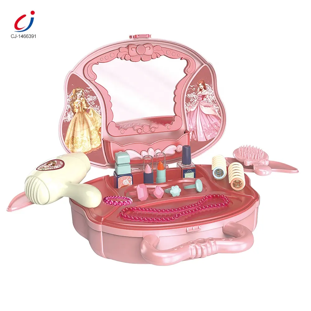 Set Mainan Riasan Kosmetik Anak Perempuan, Set Mainan Riasan Wajah, Koper Plastik Mainan Cantik Anak Perempuan