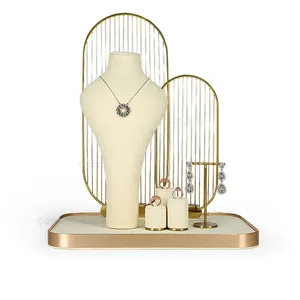 Luxe Juwelier Showcase Exposant Display Set Buste Ketting Hanger Rack Sieraden Display Stand