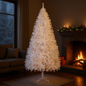 Sapin de Noël blanc artificiel de 7 pieds, décoration d'intérieur, base de support, léger, installation facile, sans lumières incluses - Product Image 2