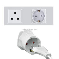 Adaptateur de prise UE vers Royaume-Uni avec connecteurs en cuivre et ABS, 2 prises Euro 2 broches vers prise Royaume-Uni 3 broches, 13A, usage industriel pour les voyages d'affaires