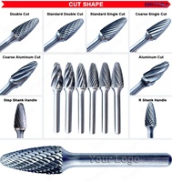 Fraise rotative en carbure de tungstène sinterisé pour débavurage de métaux, tige de 1/4 po, ébavures polies, personnalisable OEM