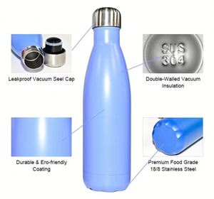 Bouteille d'eau sport en acier inoxydable à double paroi, forme cola, écologique, 350 ml/500 ml/750 ml/1000 ml, garde au chaud/au froid - Product Image 2