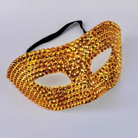 Masque Demi-Visage Doré Scintillant pour Femmes, Matériau Plastique Léger avec Strass en Cristal, pour Fête d'Halloween
