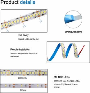 Kit <span class=keywords><strong>de</strong></span> Tira <span class=keywords><strong>de</strong></span> Luces LED <span class=keywords><strong>de</strong></span> 16.4 Pies, 3000K-6500K, 24V, Cinta <span class=keywords><strong>de</strong></span> Luz LED para Iluminación del Hogar y Dormitorio - Product Image 4