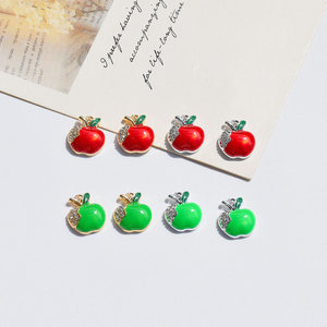 Pendentif en alliage en forme de pomme avec strass pour la fabrication de boucles d'oreilles, accessoires de bijoux, couleurs mélangées, composants de bricolage - Product Image 2