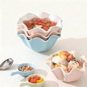 Tazón de Porcelana Creativo para Servir Ensalada de Frutas, Tazón de Cerámica con Relieve para Arroz, Sopa, Ramen, Vajilla para Hoteles y Restaurantes - Product Image 1