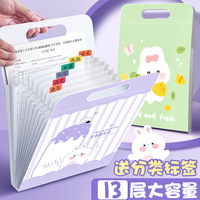 Pochette de rangement A4 en carton à 13 couches pour étudiants, grande capacité, pour documents scolaires et de bureau