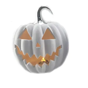 Halloween Led Light Small Ceramic Pumpkin Harvest Decorative Ceramic Halloween Pumpkin