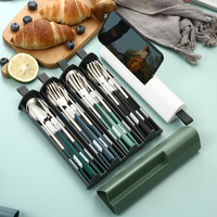 Coréen 304 acier inoxydable couverts cuillère fourchette baguettes trois pièces Portable couverts ensemble étudiant voyage entreprise cadeau