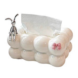 Creative Tissue Box With Rabbit Decor For Living Room Bathroom Car Use PP Material Pull Out Tissues - Product Image 5